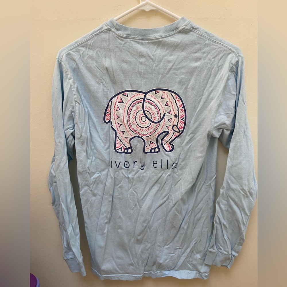 Ivory Ella long Sleeve Crew Neck Pocket Tee; S